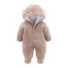 Baby Girls' Footed Jumpsuit Fluffy Fleece Hooded Romper Newborn Bear Snowsuit One-Piece Baby Boys' (Khaki, 9-12 Months) view 1