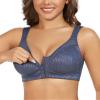 DotVol Women's Full Figure Front Closure Wirefree Jacquard Back Support Posture Bra(Grey Blue,36B) view 1