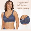 DotVol Women's Full Figure Front Closure Wirefree Jacquard Back Support Posture Bra(Grey Blue,36B) view 2
