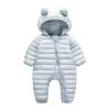 Newborn Baby Puffer One-Piece Snowsuit Boy Girl Lightweight Fluffy Down Jacket Hooded (Light Blue, 18-24 Months) view 1