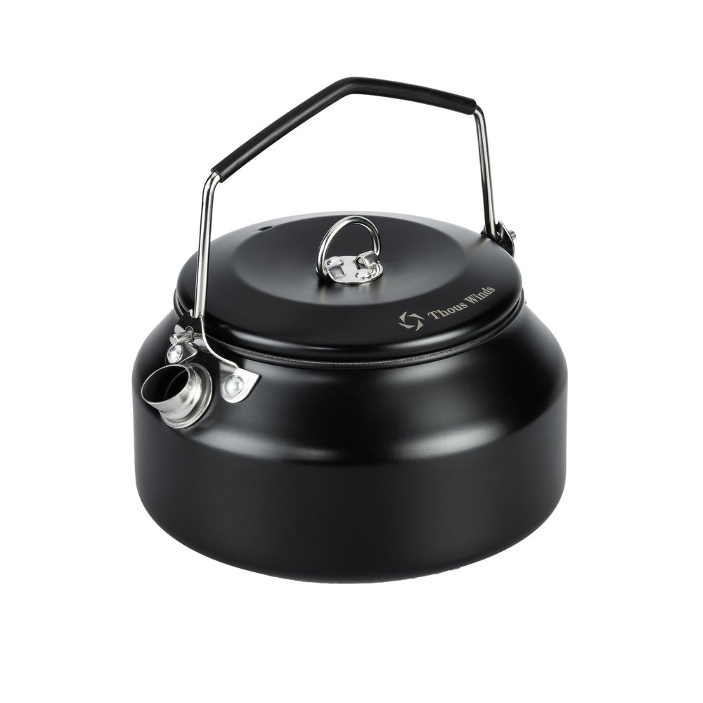 Thous Winds 1L Camping Kettle, Portable Camp Tea Coffee Pot, Lightweight Stainless Steel Teapot, Fast Heating Boiling Water, for Outdoor Campfire Hiking Camping Picnic