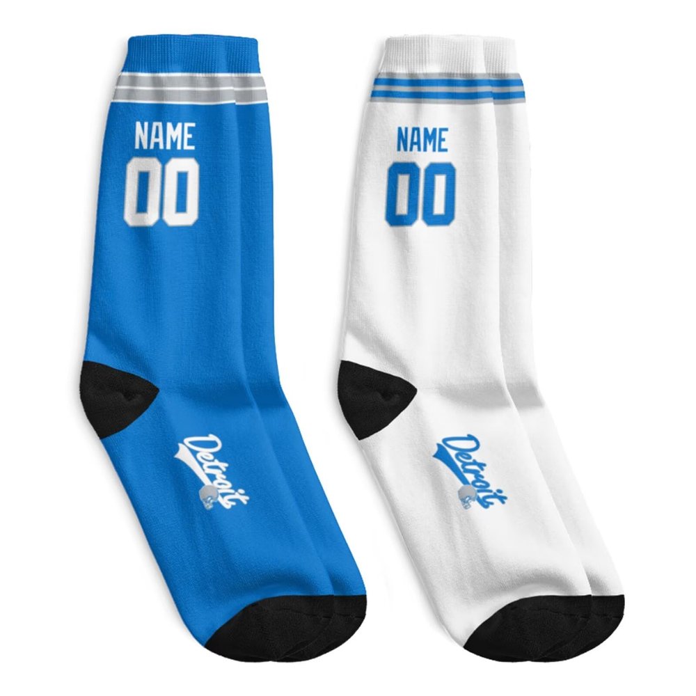 ANTKING Detroit Socks for Men Women Youth Gifts Custom Personalized Name and Number Socks