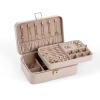 BIQI MUSSE Jewelry Organizer Case, 2-Layer Jewelry Box with Lock, Removable Jewelry Tray, Jewelry Storage for Earring Necklace Ring for Women, Light Taupe view 1