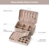 BIQI MUSSE Jewelry Organizer Case, 2-Layer Jewelry Box with Lock, Removable Jewelry Tray, Jewelry Storage for Earring Necklace Ring for Women, Light Taupe view 3