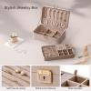 BIQI MUSSE Jewelry Organizer Case, 2-Layer Jewelry Box with Lock, Removable Jewelry Tray, Jewelry Storage for Earring Necklace Ring for Women, Light Taupe view 4