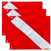 3 Pack Diver Down Flag with Removable Stiffening Pole 20 x 24 Inch- Nylon Red whithe Warning Diving Flag For Scuba Diving Spearfishing Freediving | Use with Float, Buoy, Boat view 1