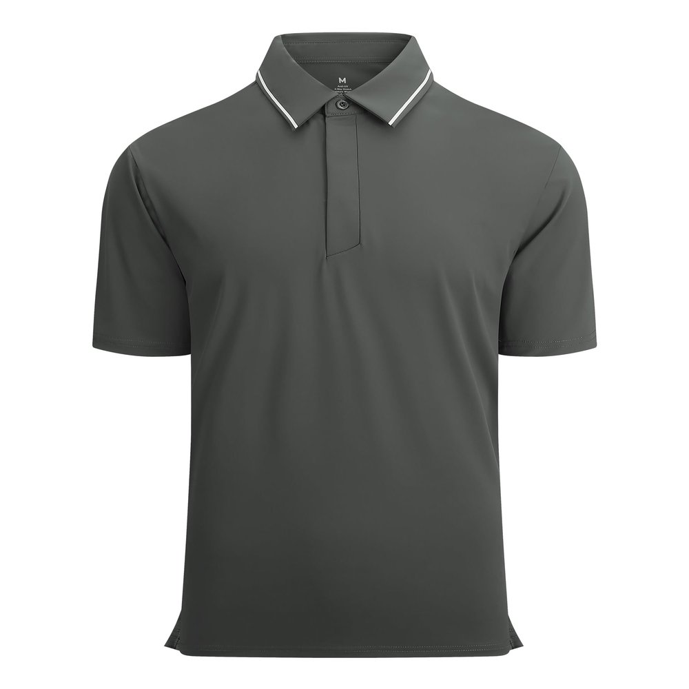 Alex Vando Mens Stain Resistant Polo Shirt Short Sleeve Soild Stretch Performance Work Polo Shirts for Men,Charcoal,L