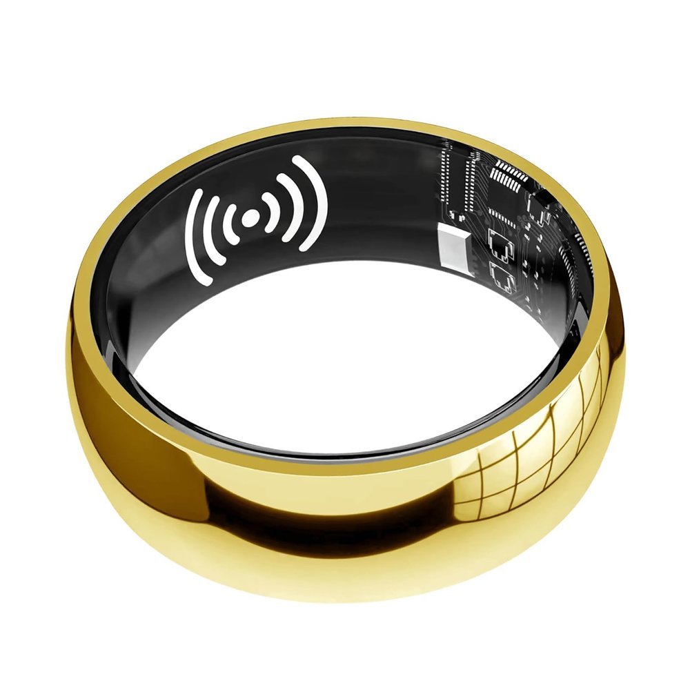 Rechargeable Smart Ring Heart Rate, Blood Oxygen, Sleep Tracker Fitness Monitor Compatible with Android 6.0+ and iOS 11.0(Gold,10#)