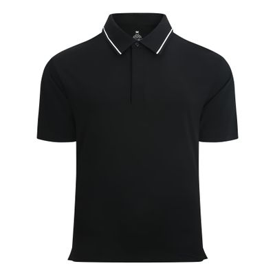 Alex Vando Mens Stain Resistant Polo Shirt Short Sleeve Soild Stretch Performance Work Polo Shirts for Men,Black,S