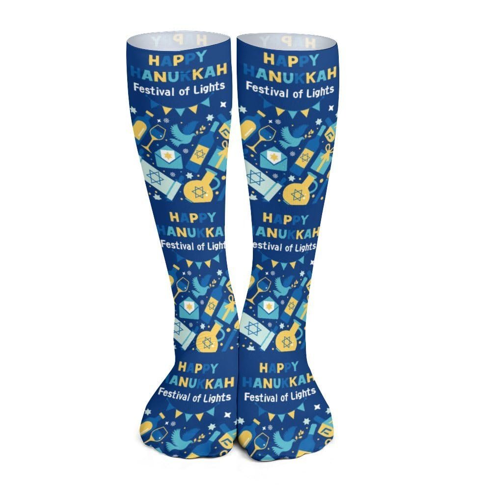 GoasNei Happy Hanukkah Socks Sport Socks for Women Men Breathable Long Socks for Running Athletic Travel