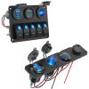Marine Boat Switch Panel Waterproof, 5 Gang Marine Rocker Switch Aluminum Panel, 12V USB Outlet RV Accessories Marine Switch Panel Plug view 1