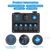 Marine Boat Switch Panel Waterproof, 5 Gang Marine Rocker Switch Aluminum Panel, 12V USB Outlet RV Accessories Marine Switch Panel Plug view 3