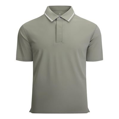 Alex Vando Mens Stain Resistant Polo Shirt Short Sleeve Soild Stretch Performance Work Polo Shirts for Men,Grey,M