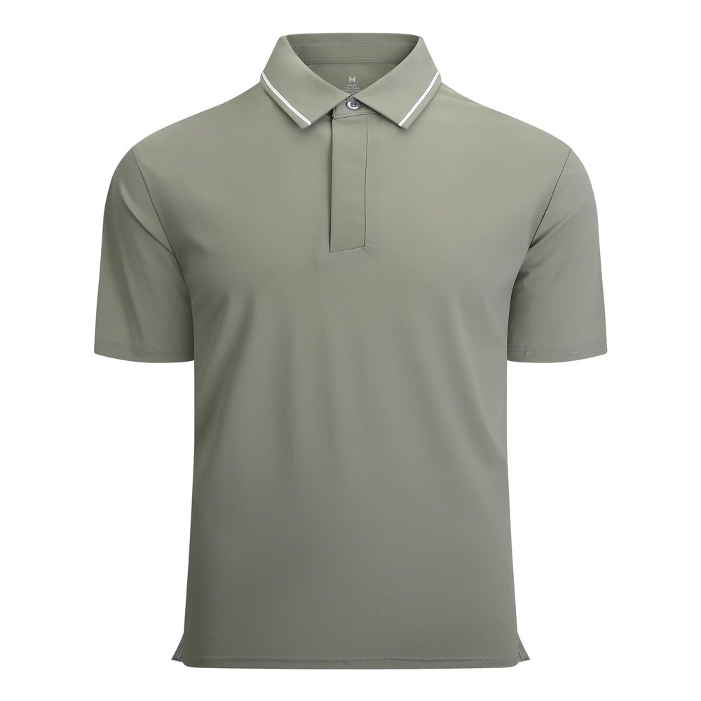 Alex Vando Mens Stain Resistant Polo Shirt Short Sleeve Soild Stretch Performance Work Polo Shirts for Men,Grey,M