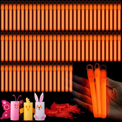 Lewtemi 100 Pack 4" or 6" Bright Glow Sticks Bulk, Glow in the Dark Party Supplies Birthday and Holidays (4 Inch,Orange)