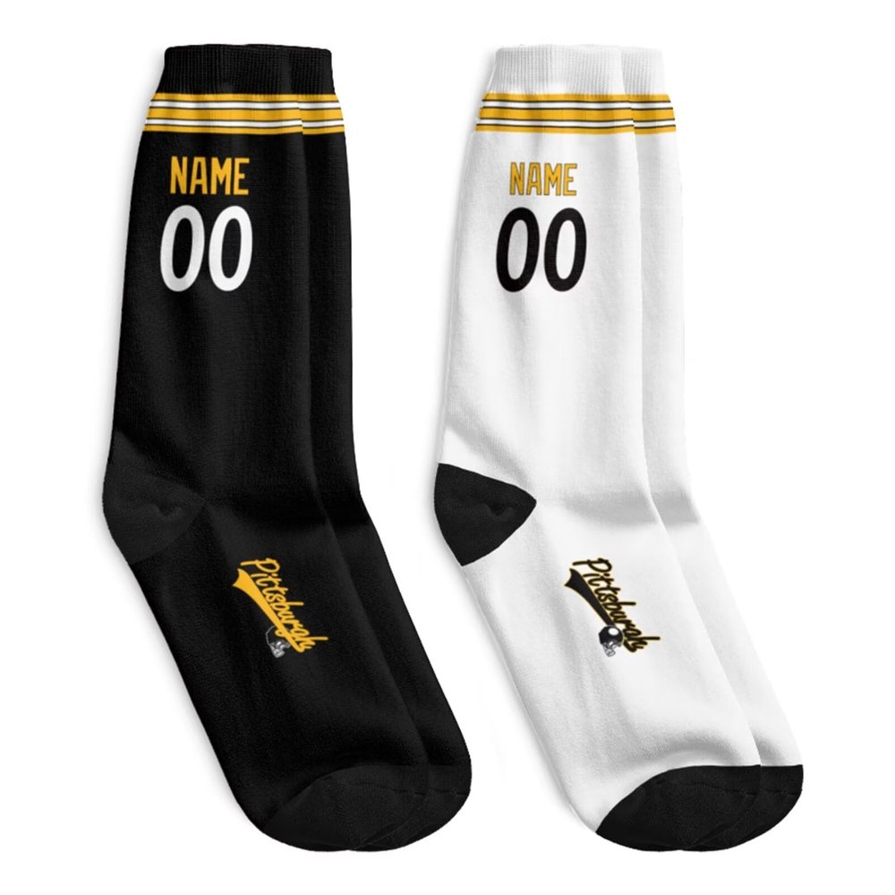 ANTKING Pittsburgh Socks for Men Women Youth Gifts Custom Personalized Name and Number Socks