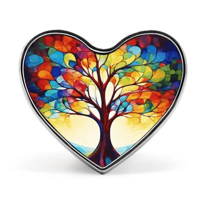 Personalized Button Badge,Colorful Tree of Life Print Memorial Pin,heart Pin Brooches for Clothing Bags Jackets Accessories