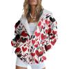 Bengbobar Women's Trendy Floral Printing Hoodie Jacket Zip Up Long Sleeve Sweatshirts Fall Coats for Women 2024 With Pockets,27-Heart,4XL