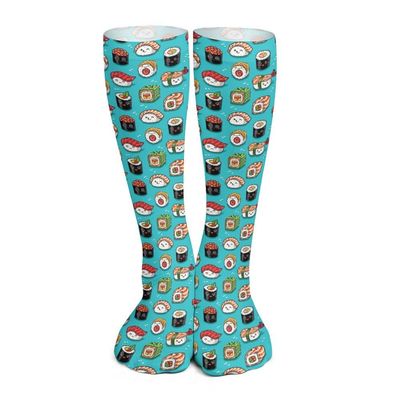 GoasNei Sushi And Sashimi Pattern Socks Sport Socks for Women Men Breathable Long Socks for Running Athletic Travel