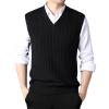 Men Solid Simple All-Match V-Neck Retro Soft Knitted Sleeveless Sweaters Sport Vest(Black,Medium) view 1
