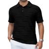 Alex Vando Mens Sweater Polo Short Sleeve Soft Knitted Jacquard Pullover Collared Shirts,Black,L view 1