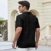 Alex Vando Mens Sweater Polo Short Sleeve Soft Knitted Jacquard Pullover Collared Shirts,Black,L view 2
