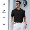 Alex Vando Mens Sweater Polo Short Sleeve Soft Knitted Jacquard Pullover Collared Shirts,Black,L view 3