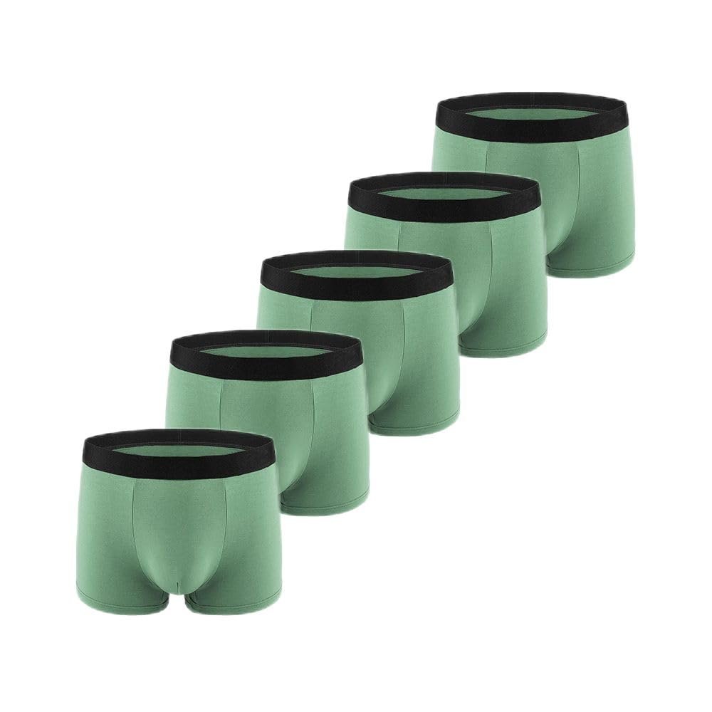 5PC Men's Boxer Briefs, Hip-Lifting & Body-Shaping Briefs, Sports Quick-Drying Breathable Silk Solid Short Briefs (US, Alpha, Medium, Regular, Regular, (5PC)-Green*5)