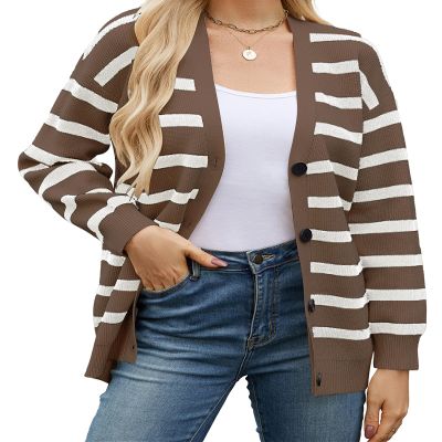 Bsubseach Striped Cropped Cardigan Sweater for Women Lightweight Jacket Trendy Fall Outfits Spring Clothes Sweatshirts