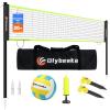 20FT Outdoor Volleyball Net Set System for Backyard Beach with Anti-Sagging Net, Iron Adjustable Height Poles, Soft PU Volleyball and Pump, Carry Bag - Instant Set Up & Durable (Black and Green) view 1