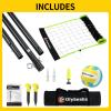 20FT Outdoor Volleyball Net Set System for Backyard Beach with Anti-Sagging Net, Iron Adjustable Height Poles, Soft PU Volleyball and Pump, Carry Bag - Instant Set Up & Durable (Black and Green) view 4