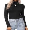Ekouaer Women's Turtleneck Long Sleeve Shirts Thermal Underwear Tops Basic Slim Fit Fall Fashion Lightweight Top Black XXL