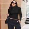 Ekouaer Women's Turtleneck Long Sleeve Shirts Thermal Underwear Tops Basic Slim Fit Fall Fashion Lightweight Top Black XXL view 2