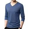 Men's Fashion Long Sleeve Shirts Soft Stretch V Neck Basic Cotton Tees Crew Neck Classic Casual Pullover T-Shirt (X-Large,Blue 1) view 1