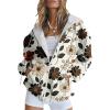 Bengbobar Women's Trendy Floral Printing Hoodie Jacket Zip Up Long Sleeve Sweatshirts Fall Coats for Women 2024 With Pockets,23-Brown Flowers,2XL view 1