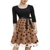 Women's 1950s Retro Vintage Dress 3/4 Sleeve Floral Embroidered Tulle Swing Dress with Belt Cocktail Dress Khaki XXL view 1
