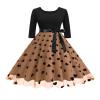 Women's 1950s Retro Vintage Dress 3/4 Sleeve Floral Embroidered Tulle Swing Dress with Belt Cocktail Dress Khaki XXL view 2