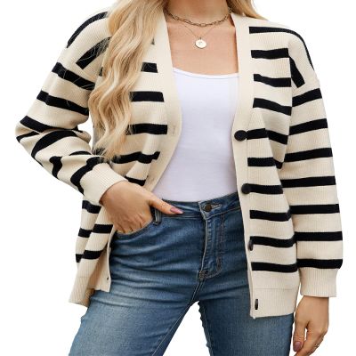 Bsubseach Striped Cropped Cardigan Sweater for Women Lightweight Jacket Trendy Fall Outfits Spring Clothes Sweatshirts