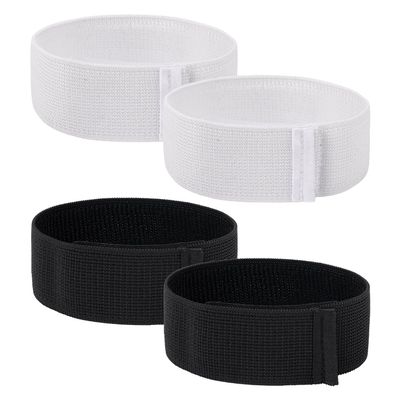 4pcs Football Shin Guard Straps, Black White Soccer Shin Fixed Ankle Straps Polyester Yarn Elastic Football Shin Guard Holders Sleeves for Kicking Ball Cycling Running