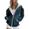 Bengbobar Women's Trendy Floral Printing Hoodie Jacket Zip Up Long Sleeve Sweatshirts Fall Coats for Women 2024 With Pockets,6-Deep Blue,XL view 1