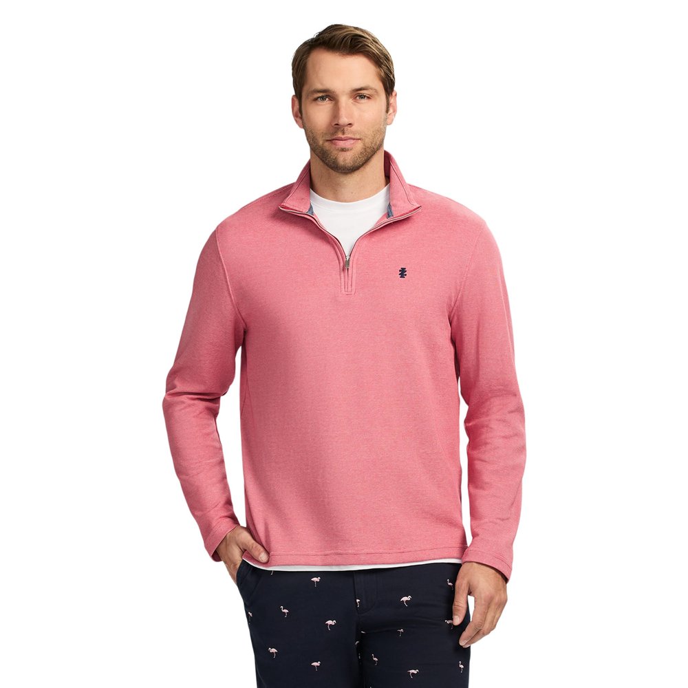 Izod Men's Performance Comfort Quarter Zip Long Sleeve Shirt, Holly Berry, Medium