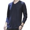 Men's Fashion Long Sleeve Shirts Soft Stretch V Neck Basic Cotton Tees Crew Neck Classic Casual Pullover T-Shirt (Medium,Dark Blue 1) view 1