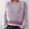DMOYALA Women's Fair Isle Sweater Striped Pink Long Sleeve Boat Neck Lightweight Cropped Pullover Tops 2024 Fall Fashion Vintage Casual Fit Knitted Sweater Tops for Winter Christmas view 2