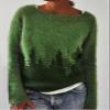 DMOYALA Women's Fair Isle Sweater Tree Green Long Sleeve Boat Neck Lightweight Cropped Pullover Tops 2024 Fall Fashion Vintage Casual Fit Knitted Sweater Tops for Winter Christmas view 2