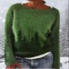 DMOYALA Women's Fair Isle Sweater Tree Green Long Sleeve Boat Neck Lightweight Cropped Pullover Tops 2024 Fall Fashion Vintage Casual Fit Knitted Sweater Tops for Winter Christmas view 4