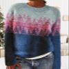 DMOYALA Women's Fair Isle Sweater Tree Purple Long Sleeve Boat Neck Lightweight Cropped Pullover Tops 2024 Fall Fashion Vintage Casual Fit Knitted Sweater Tops for Winter Christmas view 3