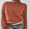DMOYALA Women's Fair Isle Sweater Solid Orange Long Sleeve Boat Neck Lightweight Cropped Pullover Tops 2024 Fall Fashion Vintage Casual Fit Knitted Sweater Tops for Winter Christmas view 2