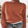 DMOYALA Women's Fair Isle Sweater Solid Orange Long Sleeve Boat Neck Lightweight Cropped Pullover Tops 2024 Fall Fashion Vintage Casual Fit Knitted Sweater Tops for Winter Christmas view 3