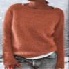 DMOYALA Women's Fair Isle Sweater Solid Orange Long Sleeve Boat Neck Lightweight Cropped Pullover Tops 2024 Fall Fashion Vintage Casual Fit Knitted Sweater Tops for Winter Christmas view 4