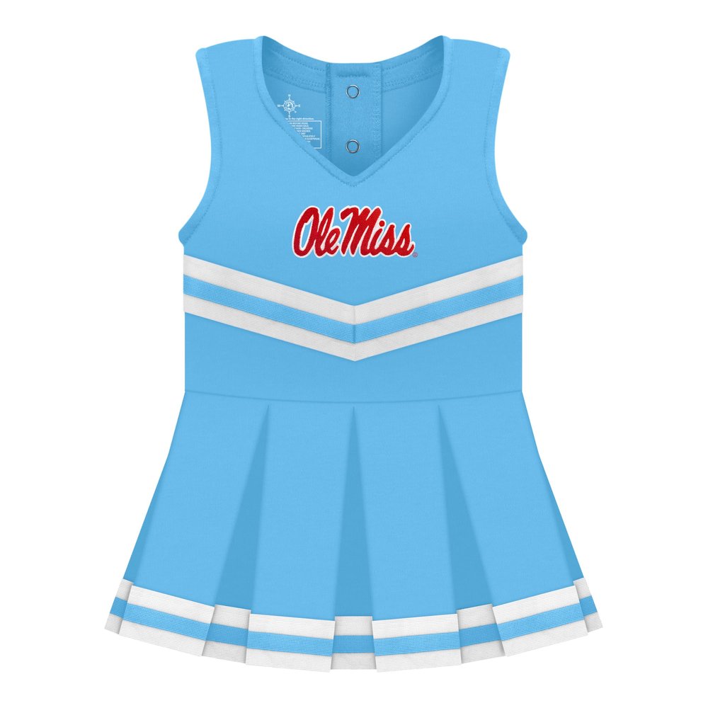 College Baby NCAA Officially Licensed Cheerleader Bodysuit Dress - Tank Top - Ole Miss Rebels Logo - Carolina Blue - 24 Months